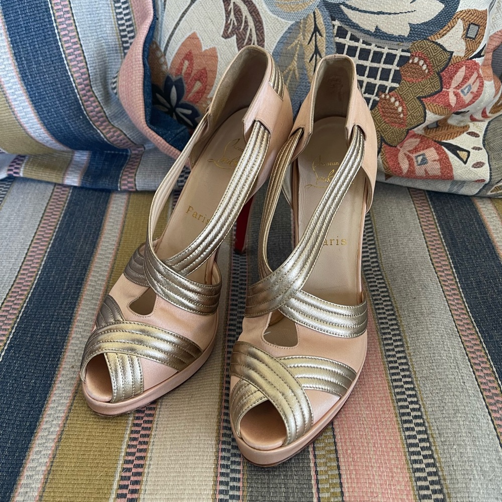 Christian Louboutin Gold and Pink Women's Heels